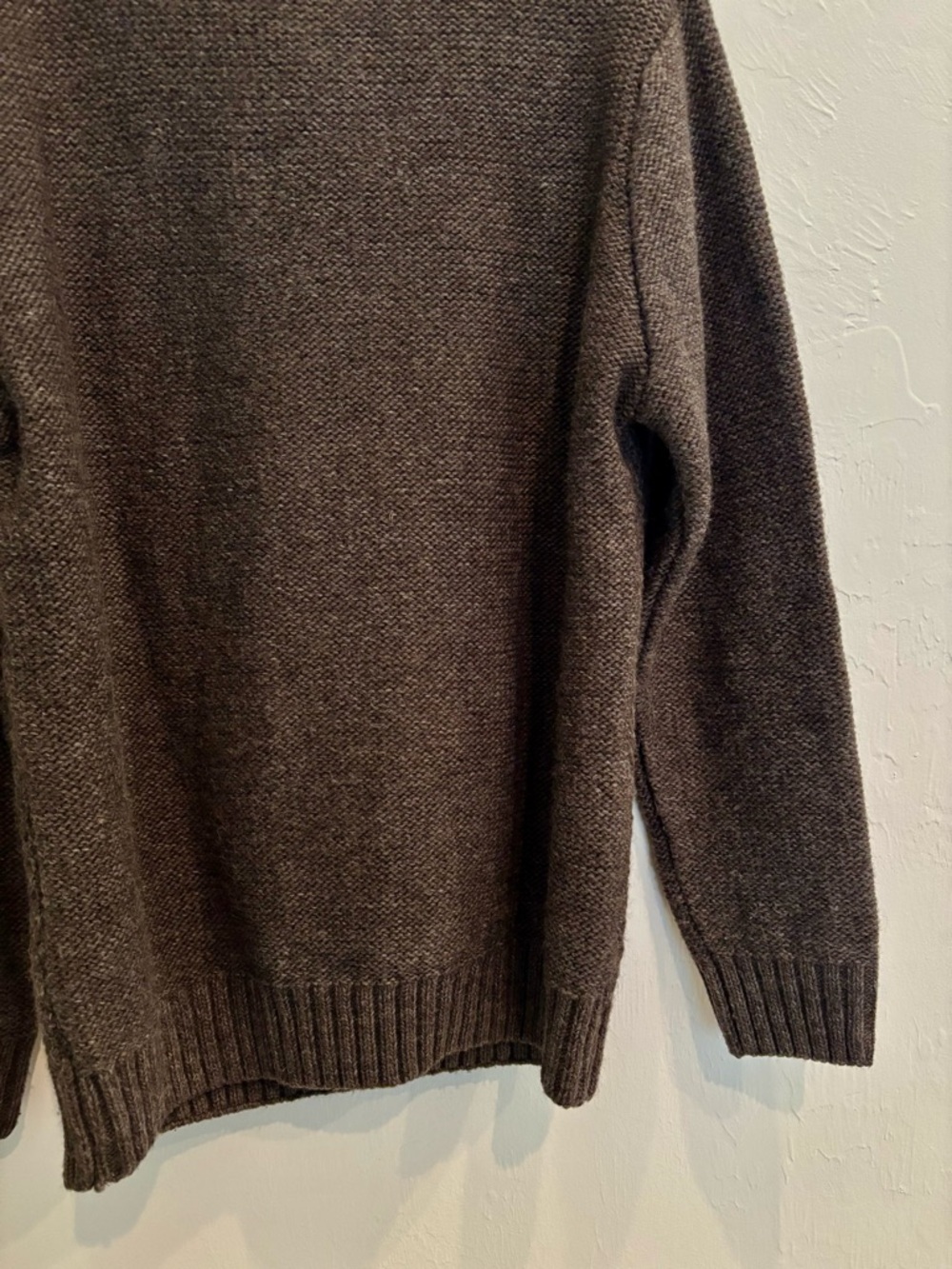 Quiet Luxury Wool Cableknit Fishermans Sweater Italy Paolo Mondo Brown Men's M - Picture 5 of 7